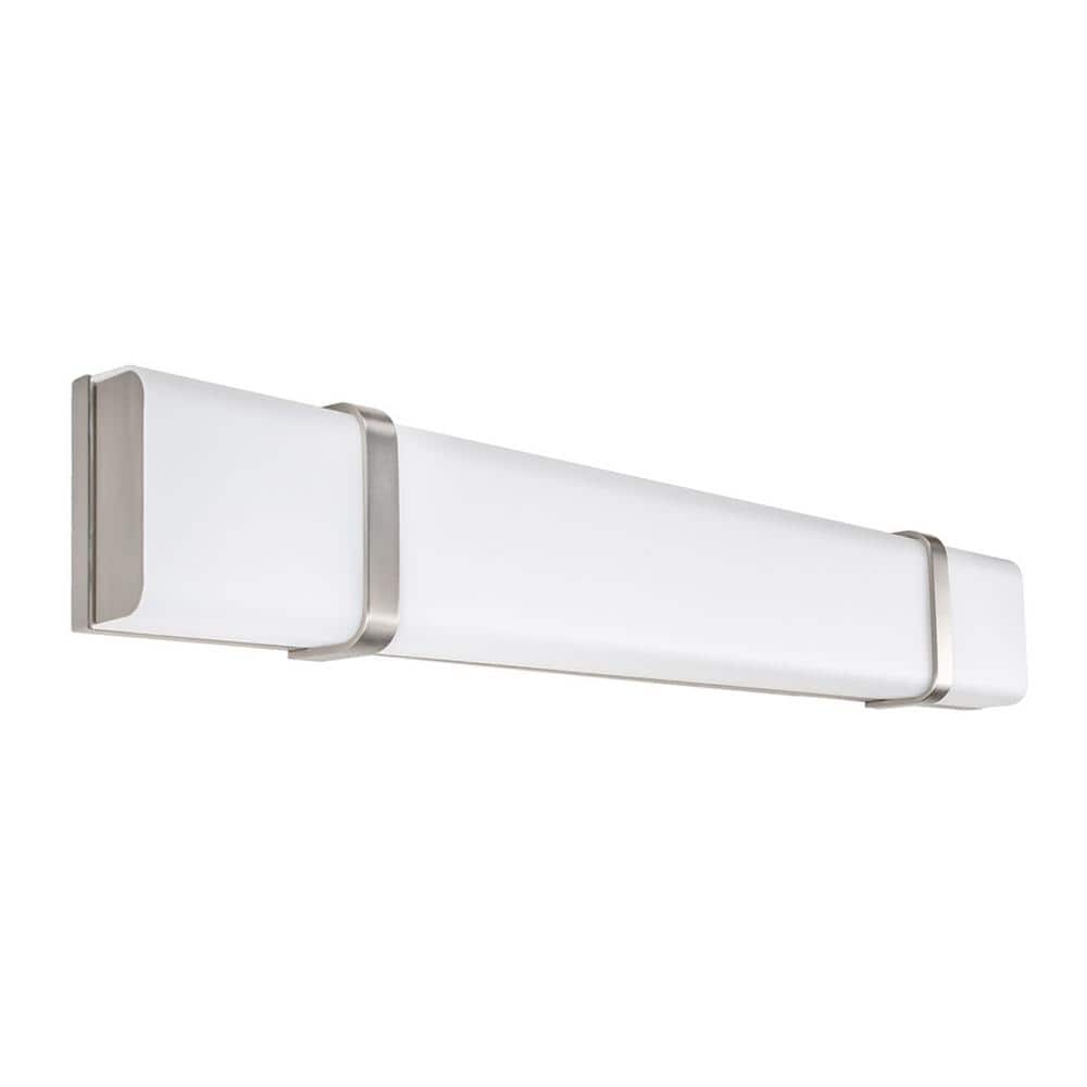 Link 37" Brushed Nickel LED Bathroom Vanity Light with White Acrylic Diffuser