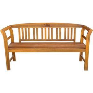 61.8 in. W 2-Person Brown Wood Garden Outdoor Bench with Brown Cushion