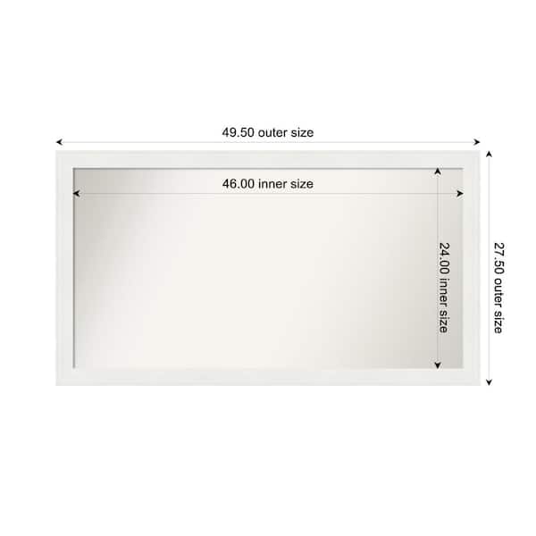 Amanti Art Vanity White Narrow 49.5 in. x 27.5 in. Custom Non-Beveled Recycled Polystyrene Framed Bathroom Vanity Wall Mirror