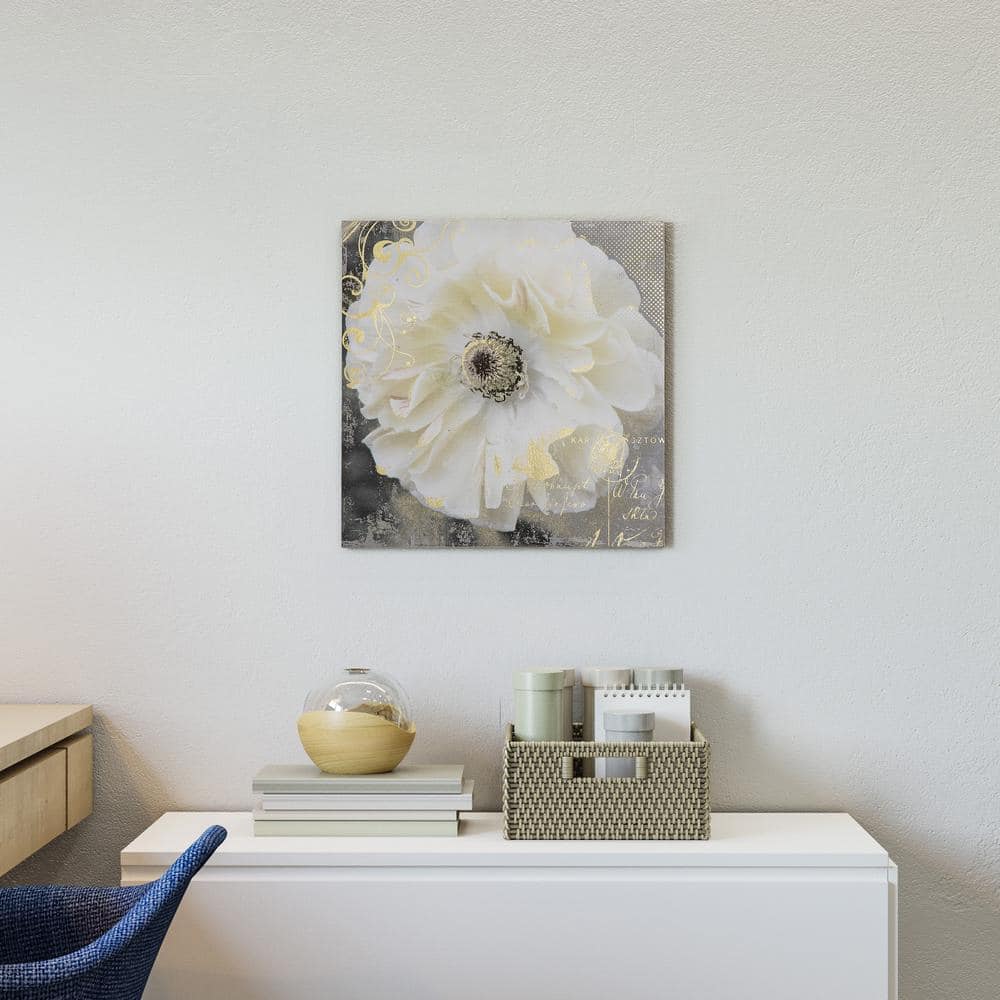 Ivory and Taupe Botanical Flower Canvas Wall Art