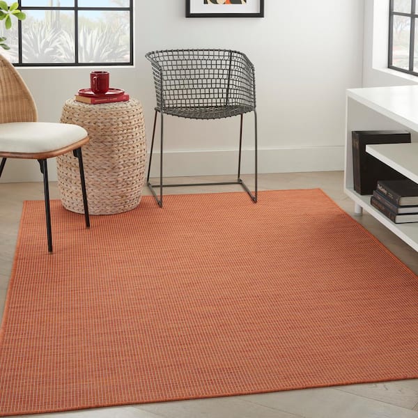 Positano Terracotta 4 ft. x 6 ft. Solid Modern Indoor/Outdoor Patio Area Rug