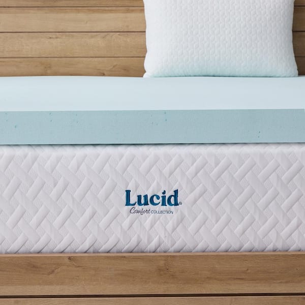 Lucid 3 Inch Mattress Topper Full - Gel Infused Memory Foam – Memory Foam  Mattress Topper Full – Ventilated Design – CertiPur Certified Blue