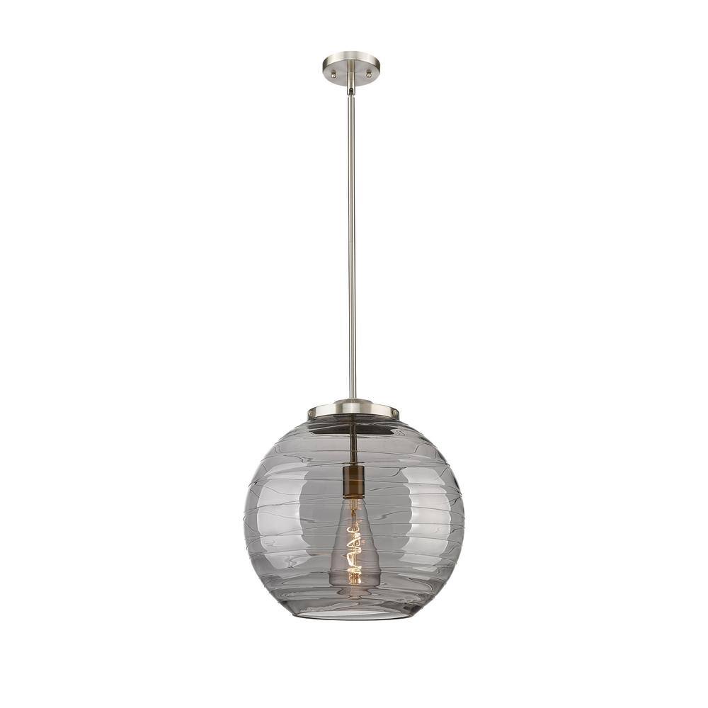 Athens Deco Swirl 100-Watt 1-Light Brushed Satin Nickel Shaded Mini Pendant Light with Tinted Glass Shade price history on PriceWatchPro