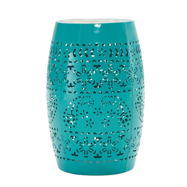 Sudzendf Blue Cylindrical Iron Outdoor Side Table 1-Piece