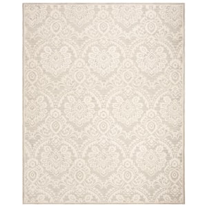 Blossom Silver/Ivory 9 ft. x 12 ft. Geometric Damask Floral Area Rug