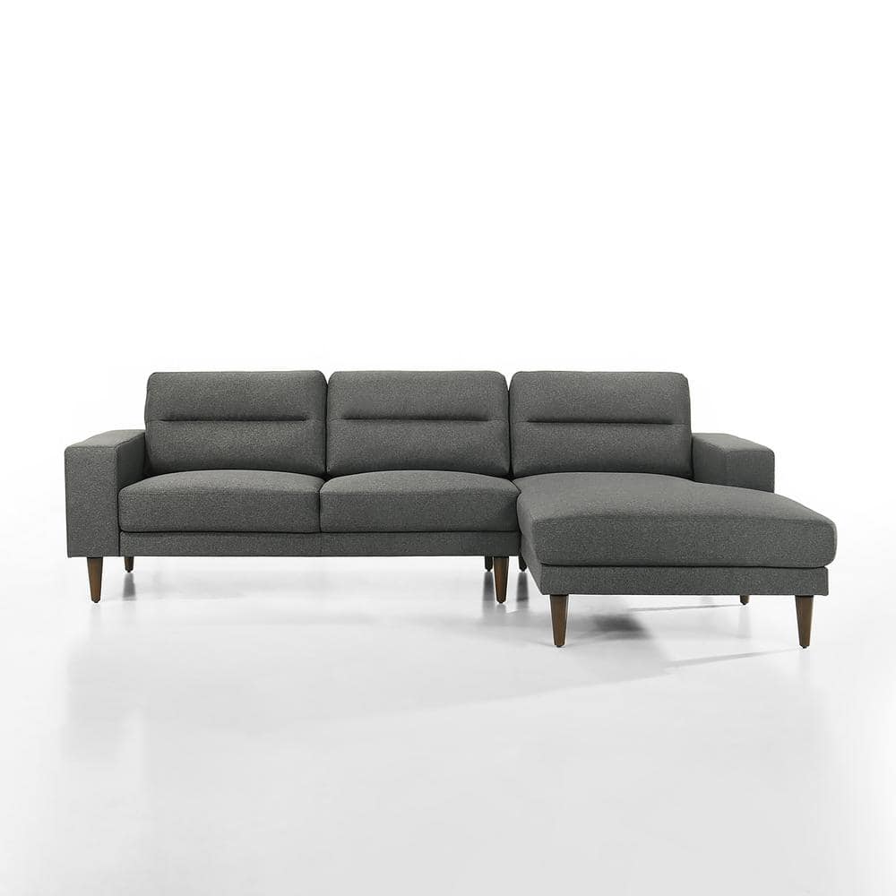 Vale 104" Gray Polyester Fabric 2-Piece Sectional Sofa with Chaise