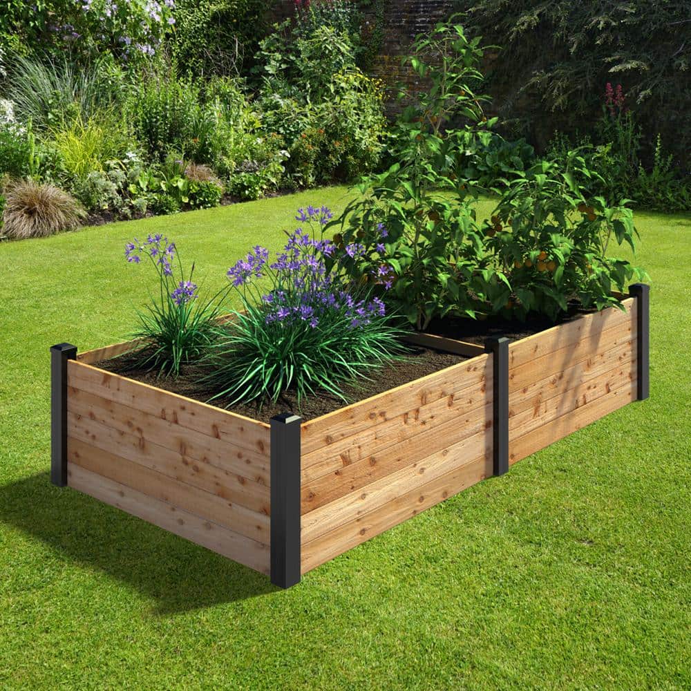 Haven Natural Cedar and Black Vinyl Raised Garden Bed