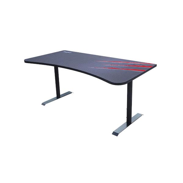 ProHT 63 in. Rectangular Black/Red Computer Desk with Adjustable Height Feature