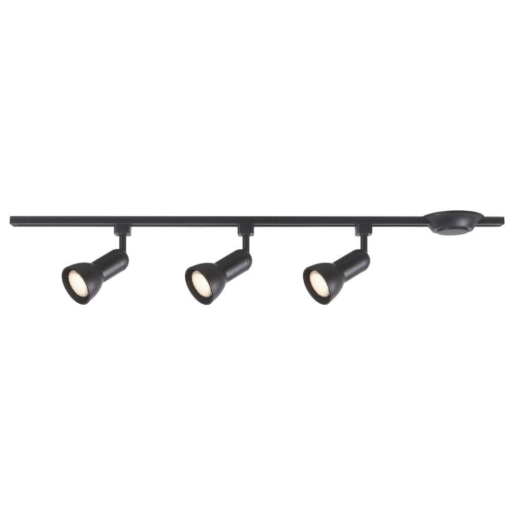 3-Light R20/PAR20 Black Linear Track Lighting Medium Step Head Kit