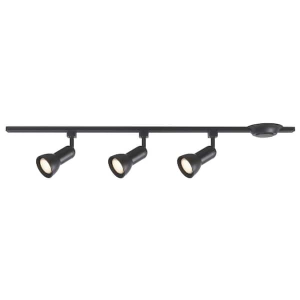 Commercial Electric 3-Light R20/PAR20 Black Linear Track Lighting Medium Step Head Kit