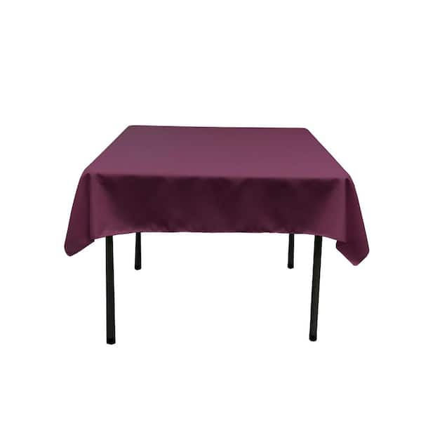 LA Linen 52 in. by 52 in. Eggplant Polyester Poplin Square Tablecloth
