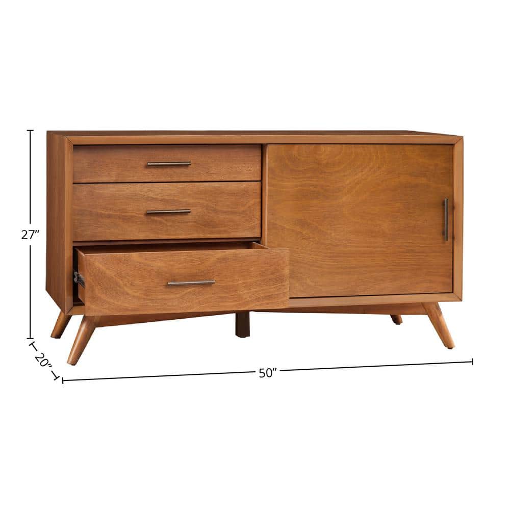 Flynn Acorn Mid-Century Modern Mahogany TV Console with Cabinet