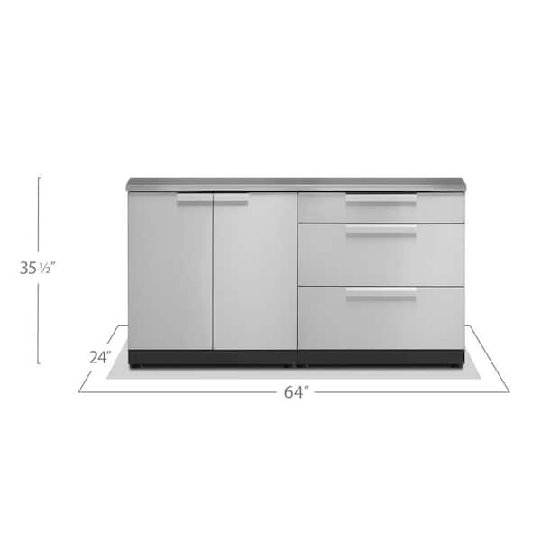 NewAge Products Signature Series 149.16 in. x 25.5 in. x 38.44 in. LP Outdoor Kitchen Stainless Steel 11-Piece Cabinet Set with Grill