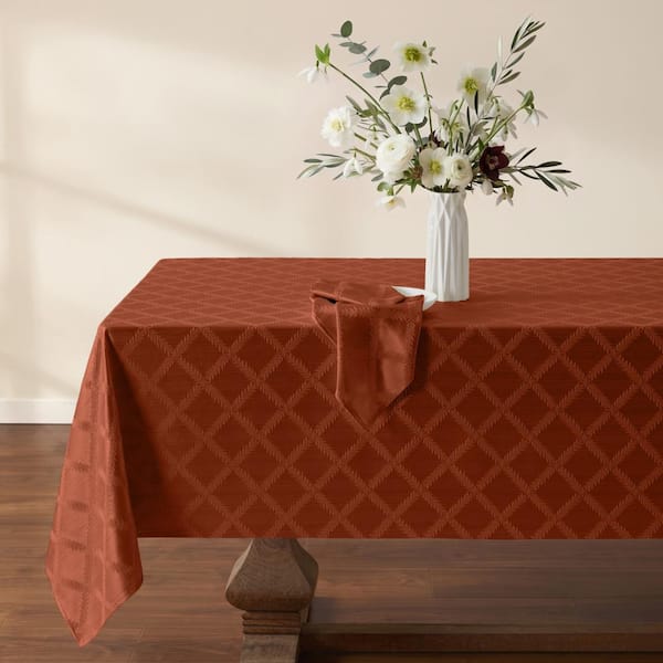 Lenox Laurel Leaf Tablecloth, Rust - 70"W x 122"L