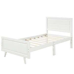 Harper & Bright Designs White Twin Wood Platform Bed with 2-Drawers ...