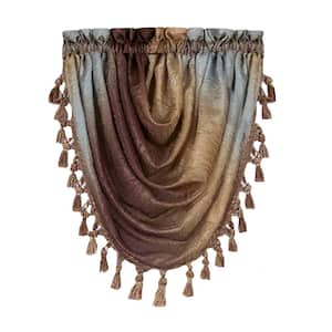 Ombre 42 in. L Polyester Window Curtain Waterfall Valance in Chocolate