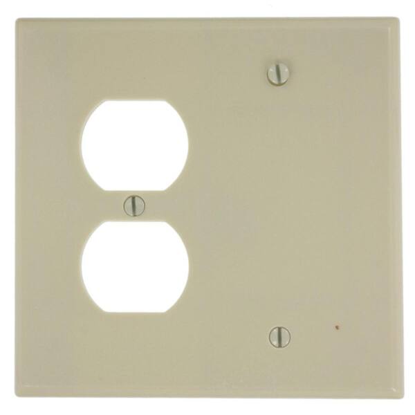 Leviton 2-Gang Ivory 1-Blank / 1-Duplex Outlet/Receptacle Plastic Midway/Midsize Wall Plate (1-Pack) 80508-I