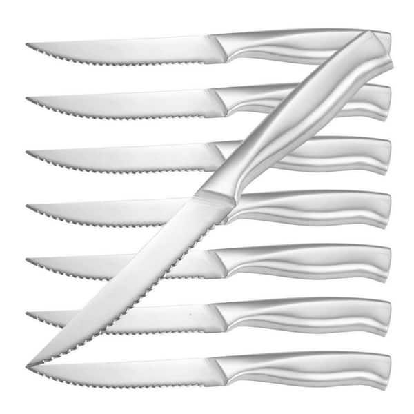 4.5 in. Stainless Steel Serrated Edge Steak Knife with Handle, Dishwasher Safe, Set of 8