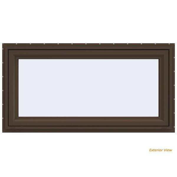 JELD-WEN 47.5 in. x 23.5 in. V-4500 Series Brown Painted Vinyl Awning Window with Fiberglass Mesh Screen
