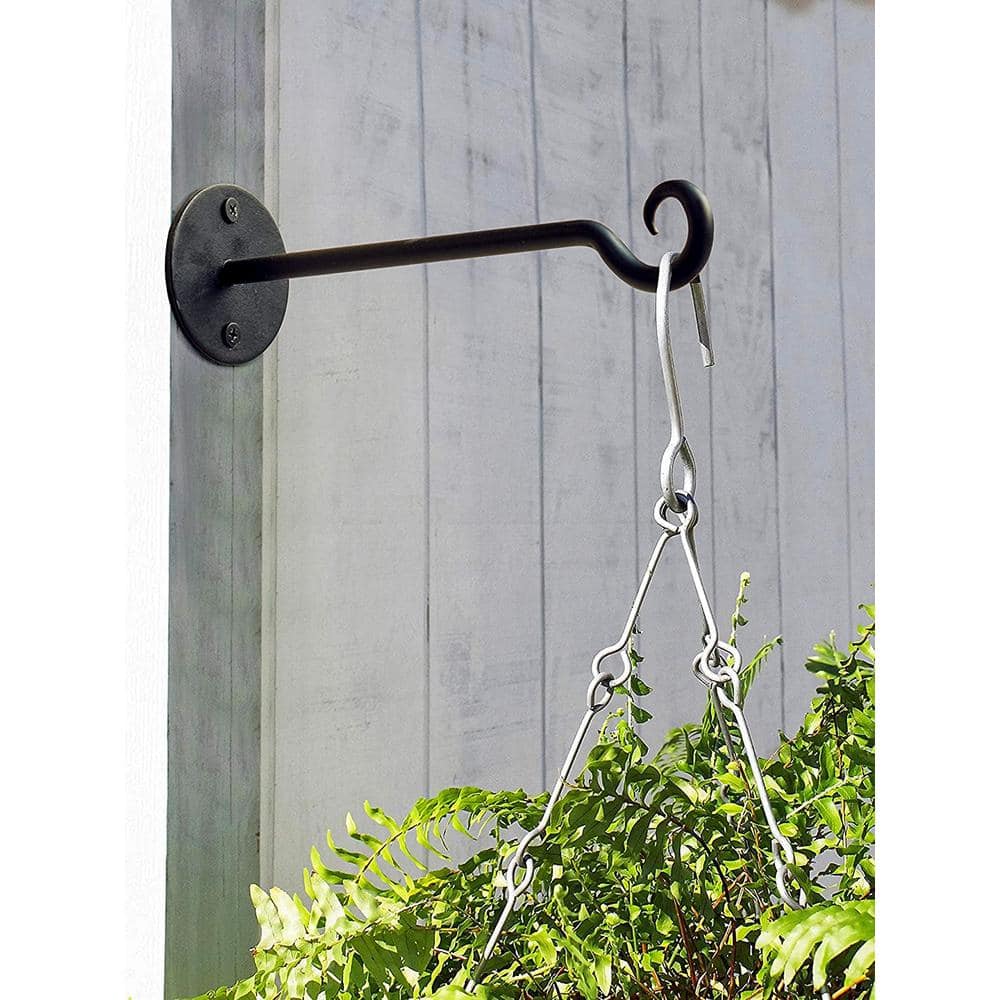 Black Iron Wall Mount Plant Hook Set for Outdoor Decor