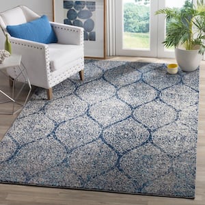Madison Navy/Silver 10 ft. x 10 ft. Medallion Geometric Square Area Rug