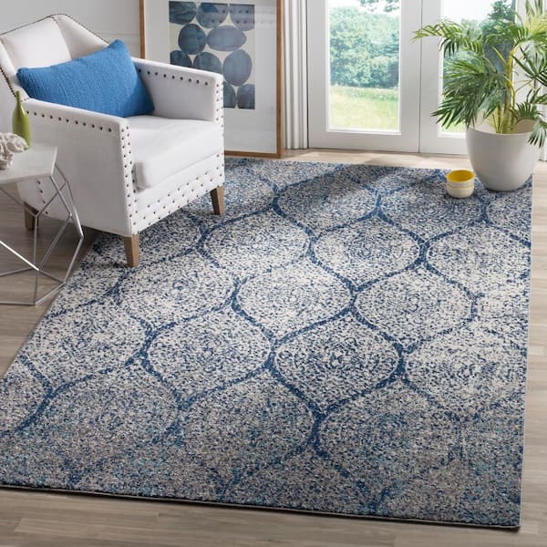 Madison Navy/Silver 12 ft. x 18 ft. Medallion Geometric Area Rug