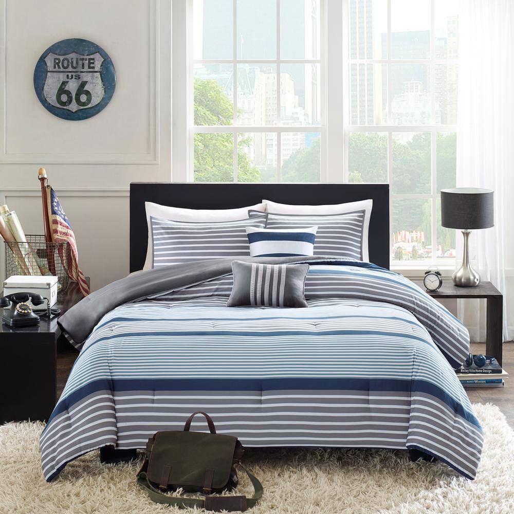 Intelligent Design Matteo 4-Piece Blue Twin Comforter Set ID10-376