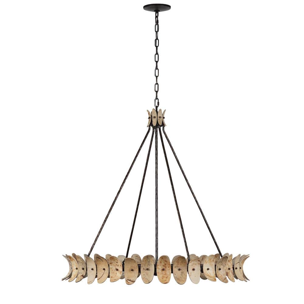 Natural Champagne Mist 8-Light Coconut Shell Chandelier