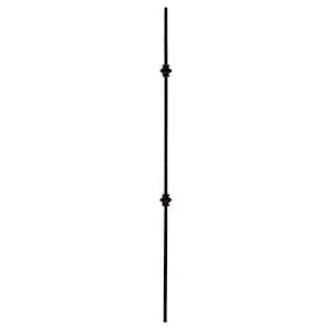 44 in. x 1/2 in. Satin Black Double Knuckle Hollow Iron Baluster