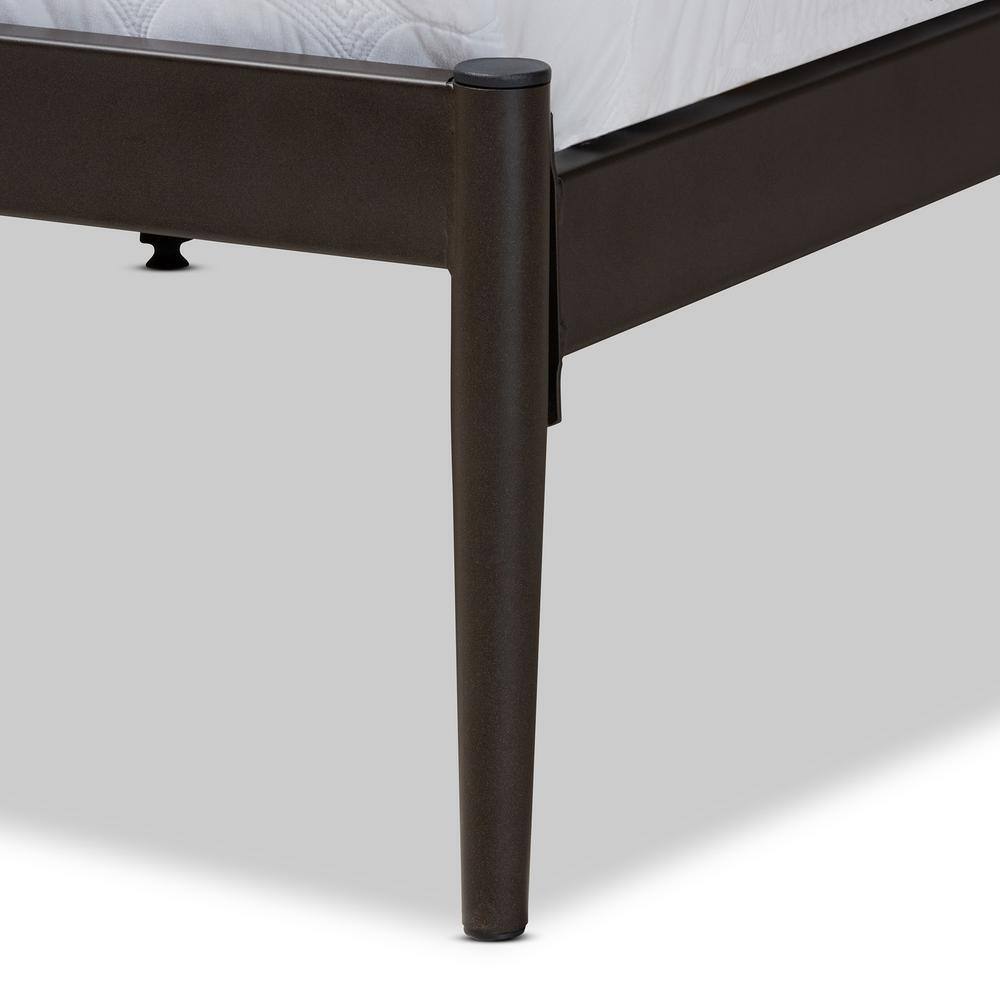 Full Black Metal Platform Bed with Crisscross Headboard