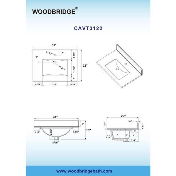 Newton 31 in. x 22 in. Carrara Marble Vanity Top with Square Sink for Single Hole Installation in Carrara White Newton 31 in. x 22 in. Carrara Marble Vanity Top with Square Sink for Single Hole Installation in Carrara White
