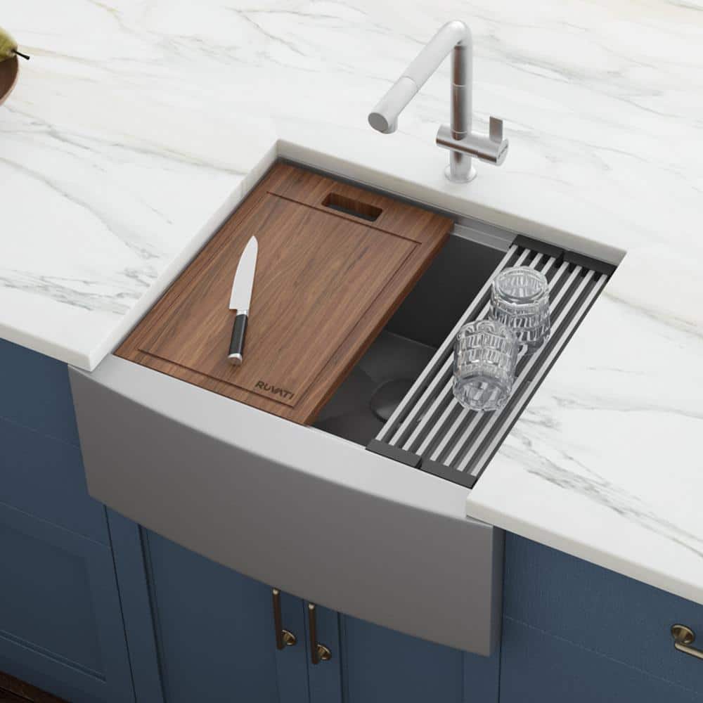 Ruvati 30" Stainless Steel Apron-Front Workstation Sink