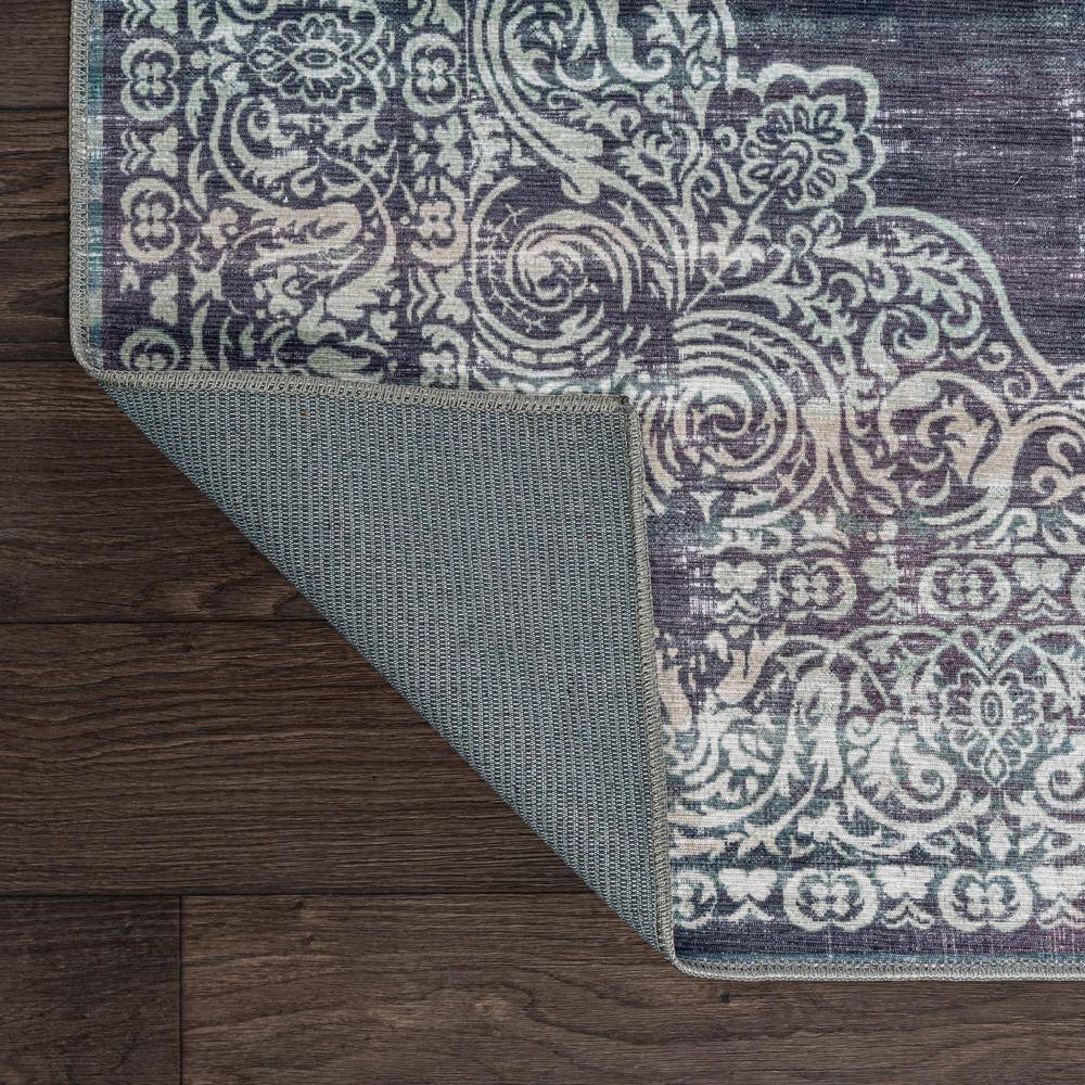 Regis Purple and Cream Medallion Washable Area Rug 8' x 10'