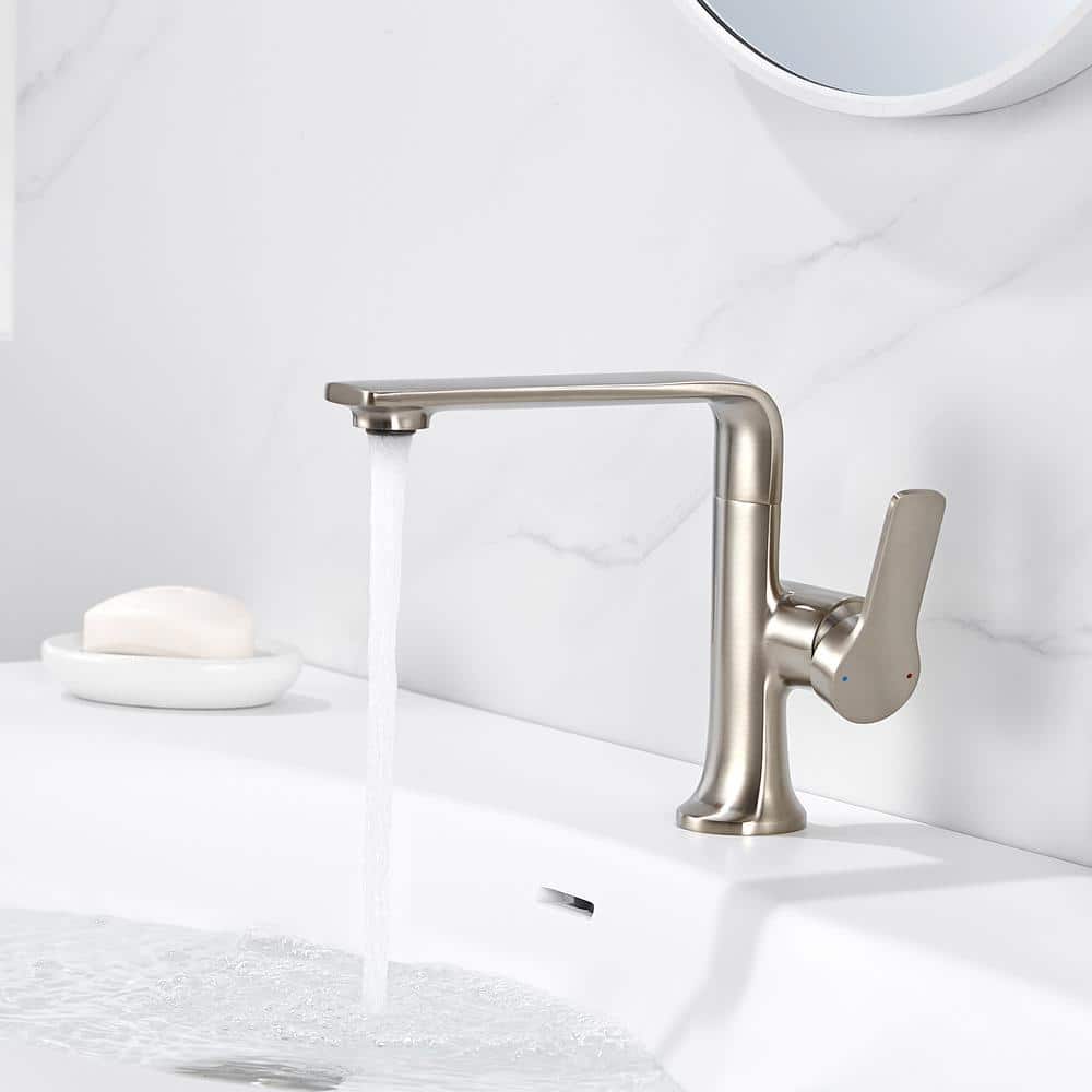 Varen Brushed Nickel Single Handle High Arc Bathroom Faucet