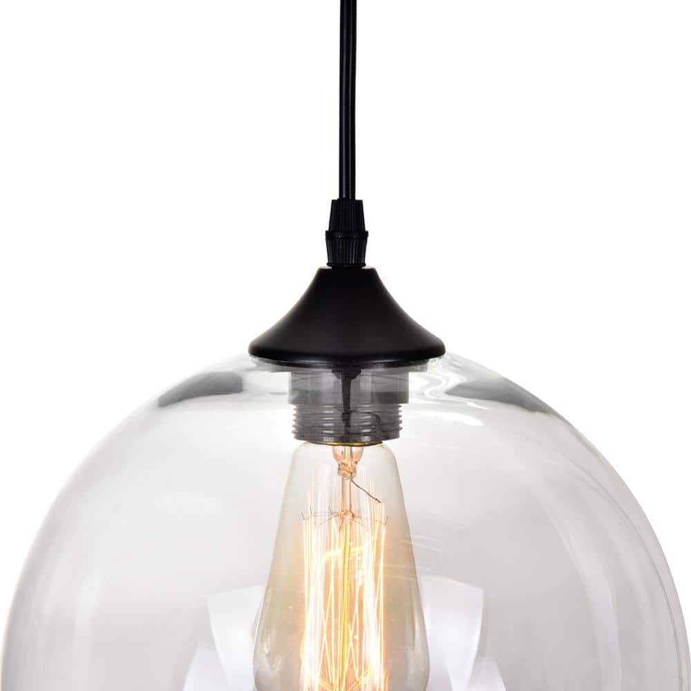 Black and Clear Glass Globe Mini Pendant Light