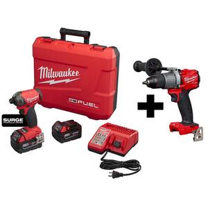 M18 FUEL SURGE 18-Volt Lithium-Ion Brushless Cordless 1/4 in. Hex Impact Driver Kit W/ M18 FUEL Hammer Drill