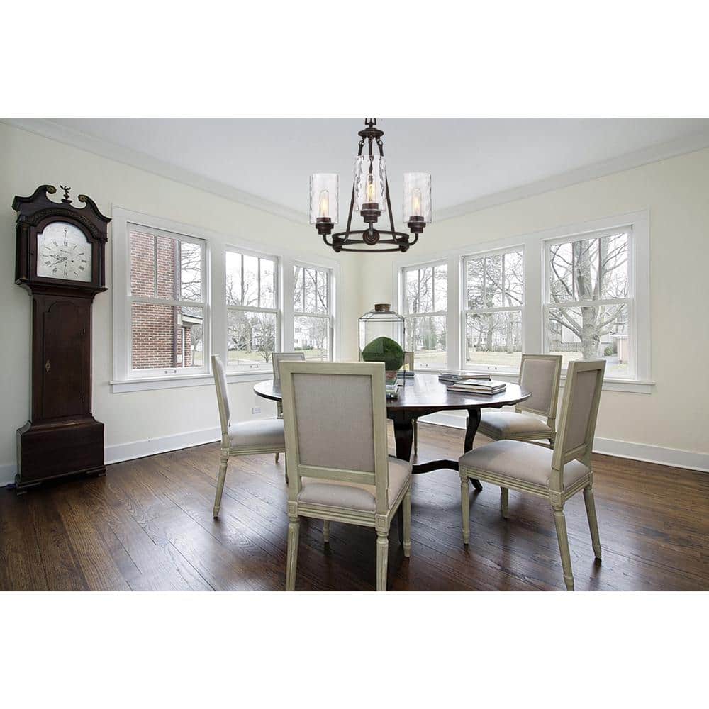 Mini Bronze Crystal Plug-in Chandelier with Blown Hammered Shade