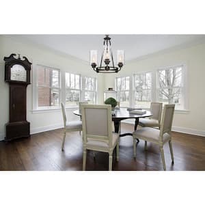 Gramercy Park 3-Light Classic Old English Bronze Chandelier with Clear Hammered Glass Shades For Dining Rooms