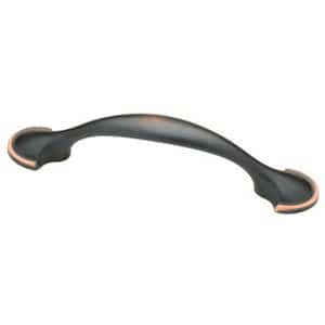 3 in. (76 mm) Center-to-Center Bronze with Copper Highlights Half-Round Foot Drawer Pull