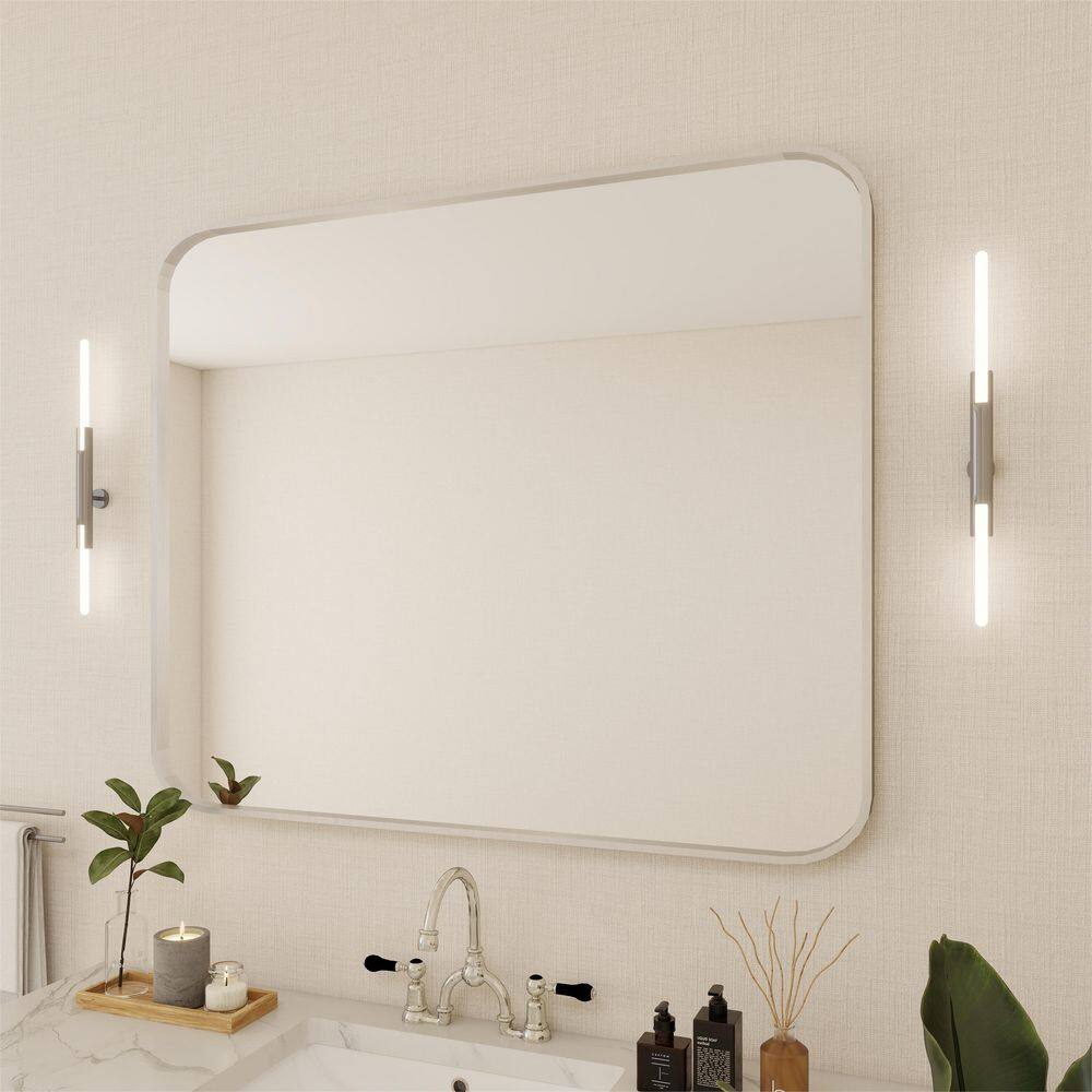 48 in. W x 40 in. H Rectangular Aluminum Framed Wall Bathroom Vanity Mirror in Silver price history on PriceWatchPro
