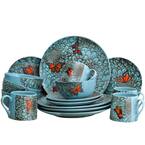 Butterfly Garden 16-Piece Contemporary Blue Stone Dinnerware Set (Service for 4)