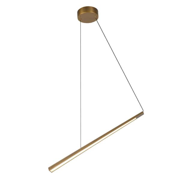 KUZCO Lex 24-in 1 Light 15-Watt Vintage Brass Integrated LED Pendant Light