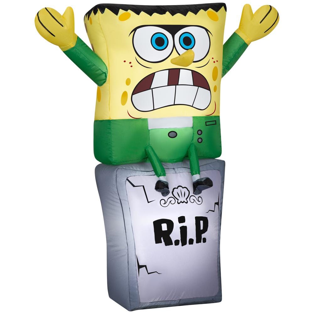 Gemmy Airblown Spongebob As Monster On Tombstone