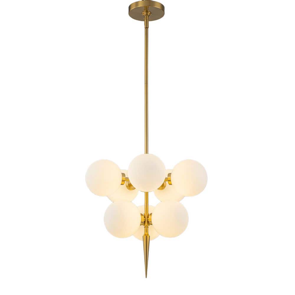 Vaughn 8-Light Brass Double Tier Globe Glass Chandelier with Milk White Glass Shades price history on PriceWatchPro