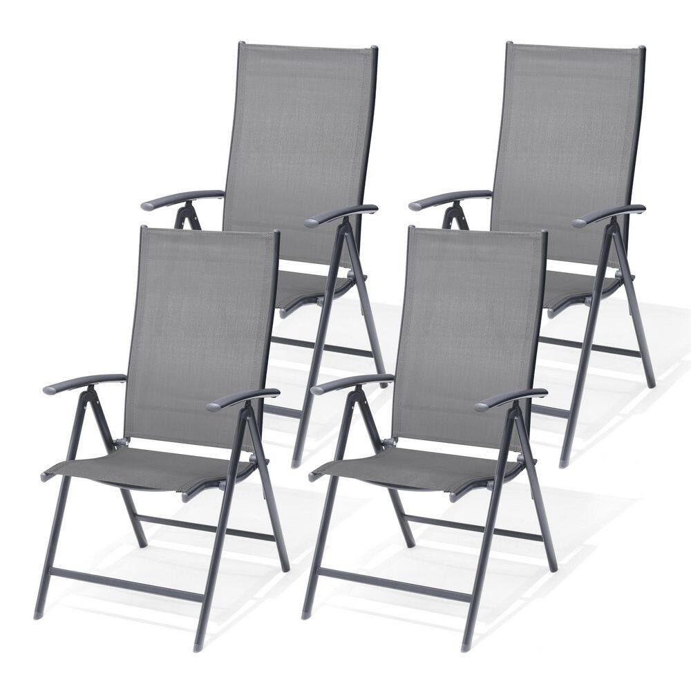 Adjustable Backrest Metal Patio Outdoor Dining Chairs in Light Gray (Set of 4) price history on PriceWatchPro