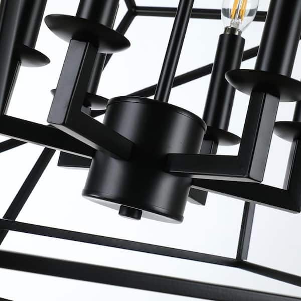 Juillac 6-Light Black Geometric Chandelier Minimalist Scifi