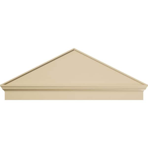 54 in. W x 20-3/8 in. H x 2-3/4 in. P (Pitch 6/12) Peaked Cap Smooth Signature Urethane Combination Pediment, Primed Tan