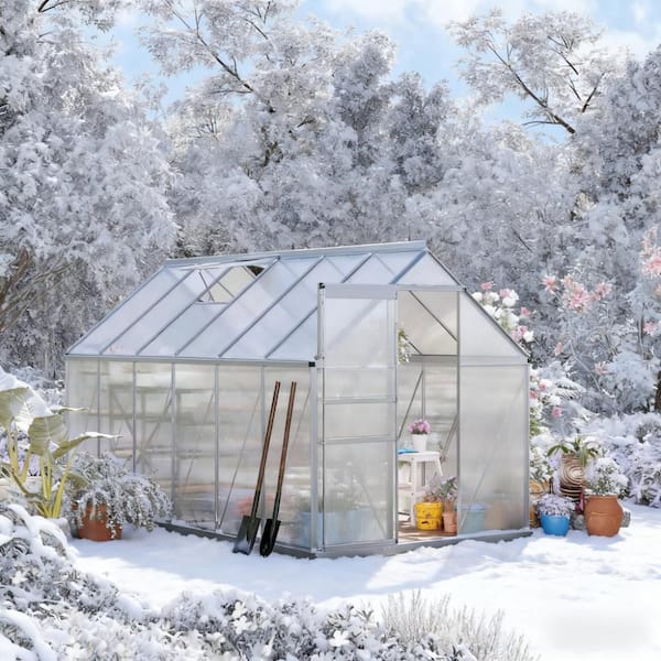 74.75 in. W x 147.75 in. D x 78.25 in. H Silver Aluminum Outdoor Walk-in Greenhouse