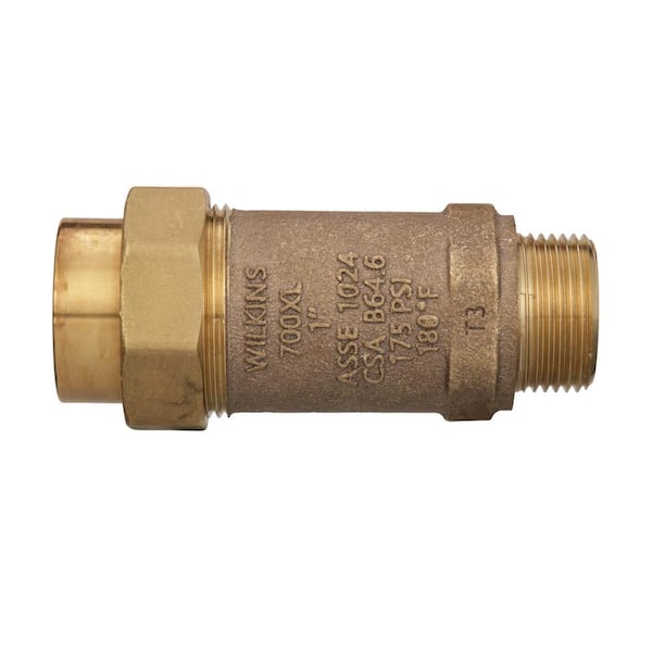 Wilkins 1 in. Union FMTC Inlet x 1 in. MMTC Outlet Lead-Free Bronze Dual Check Valve