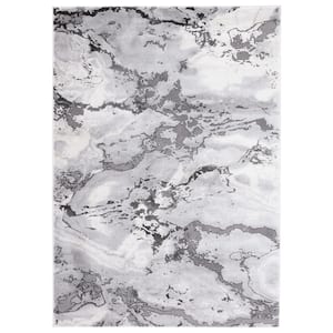 Craft Gray 9 ft. x 12 ft. Marbled Abstract Area Rug